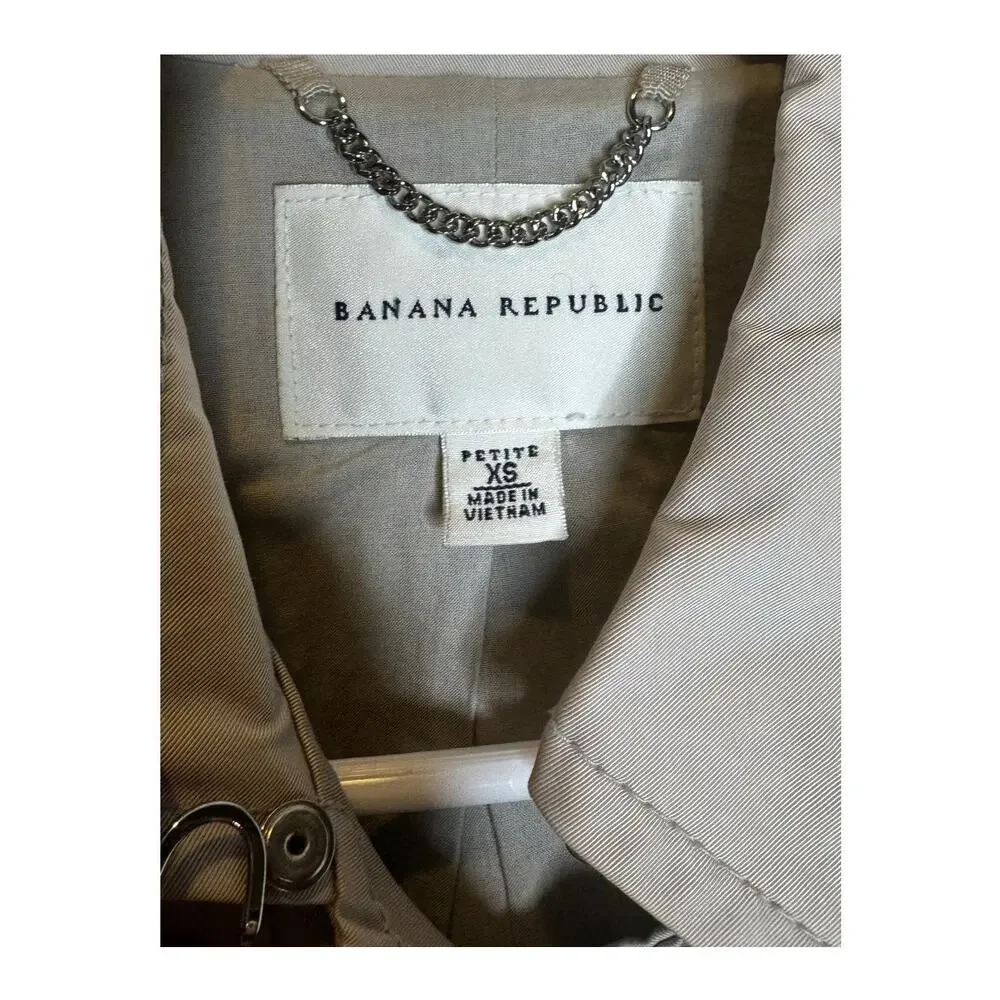 2008 Banana Republic Classic Khaki Cotton Trench Coat Belted Petite XS